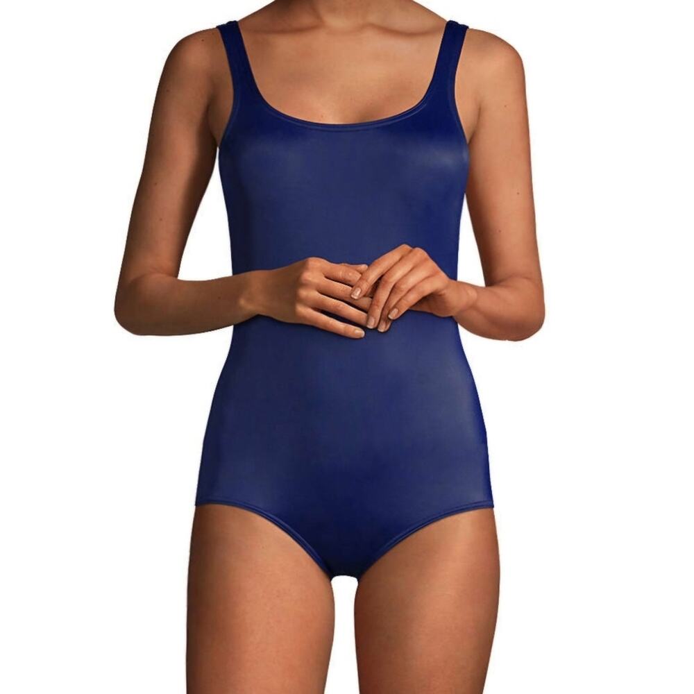 Lands' End Classic Navy Lined One Piece Swimsuit Size 8